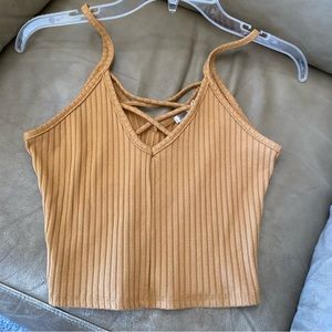 Nwot S mustard yellow crop top tank Bozzolo